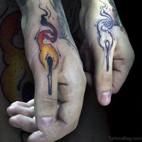 Colorful Finger Tattoo