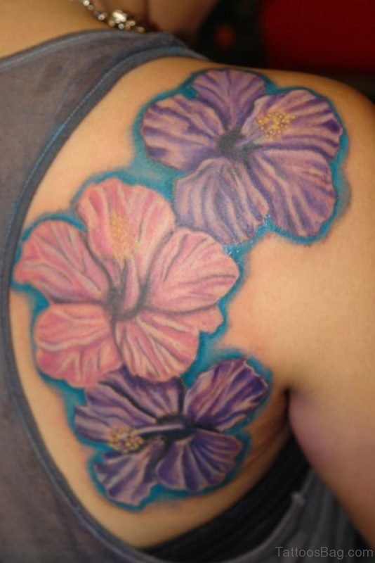 Colorful Hibiscus Flower Tattoo