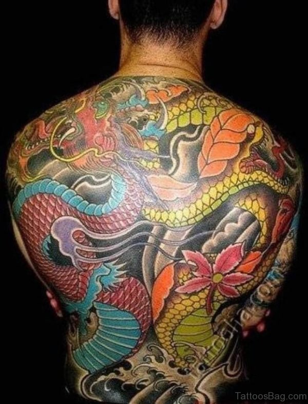 Colorful Japanese Dragon Tattoo