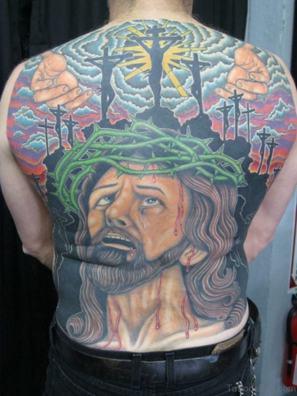 Colorful Jesus Tattoo