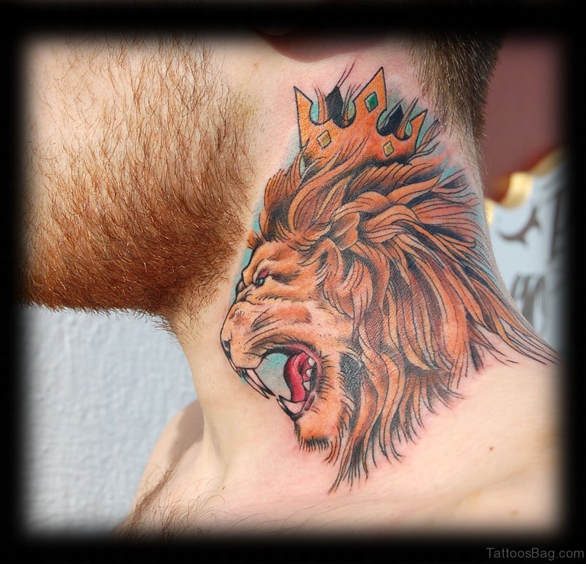 34 Terrific Lion Tattoos On Neck