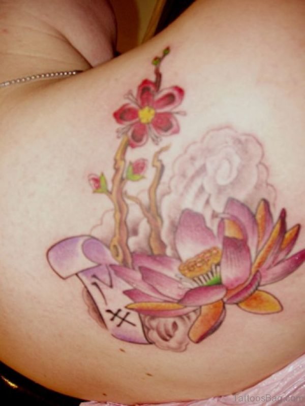 Colorful Lotus Flower Tattoo