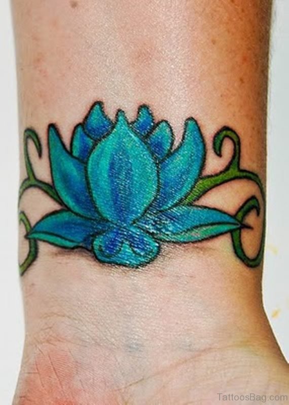 Colorful Lotus Tattoo On Wrist