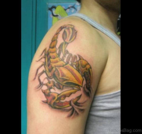 Colorful Scorpio Shoulder Tattoo