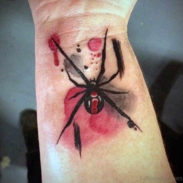 Colorful Spider Wrist Tattoo