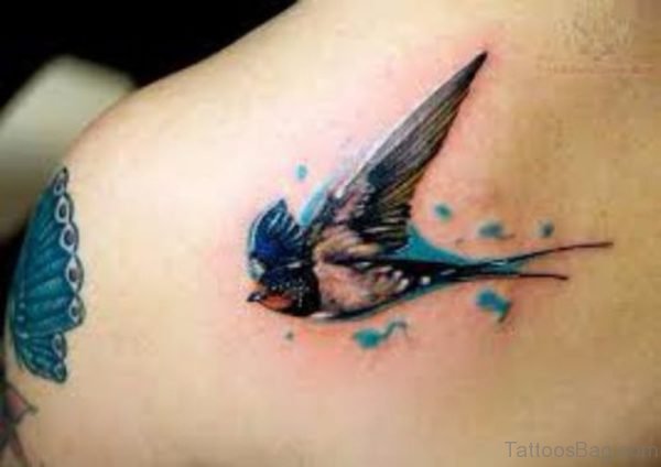 Colorful  Swallow Tattoo  Design