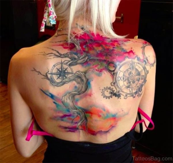 Colorful Tree Tattoo 