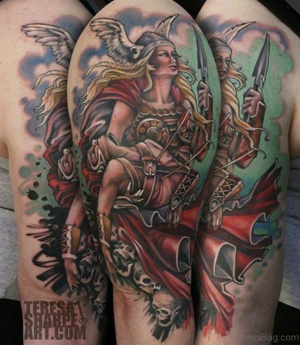 Colorful Viking Tattoo Design