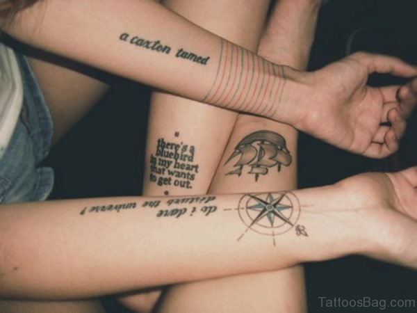 Compass And Wording Tattoo On Wrist