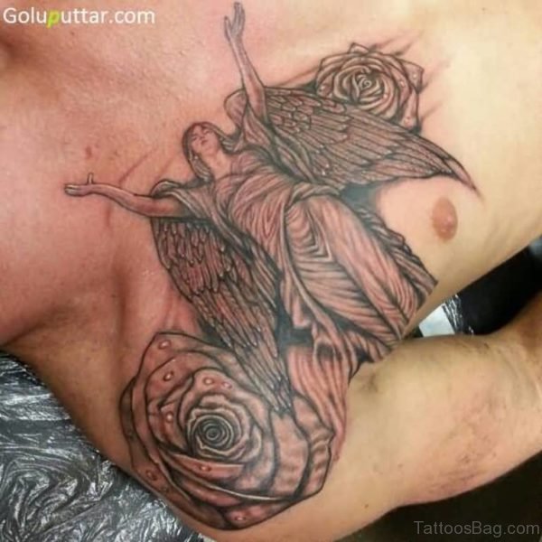 Cool Angel Tattoo On Chest