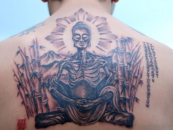 Cool Beautiful Buddhist Tattoo On Back