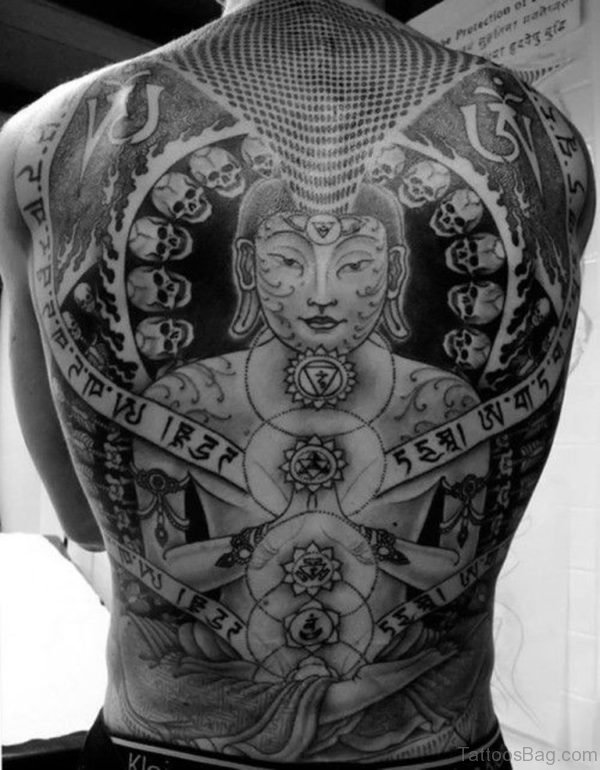 Cool Buddha Tattoo On Back
