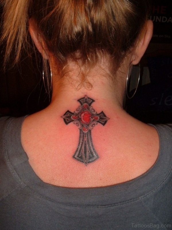 Cool Cross Neck Tattoo