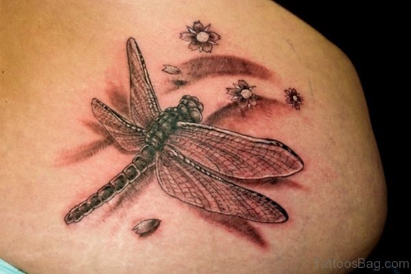 Cool Dragonfly Tattoo On Back