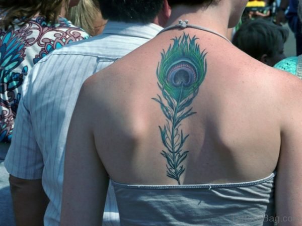 Cool Feather Tattoo On Back