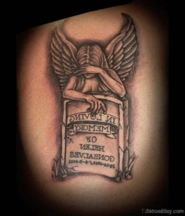 Cool Memorial Angel Tattoo Design