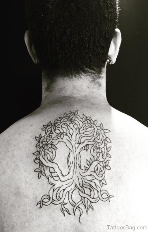 Cool Tree Tattoo Design On Back