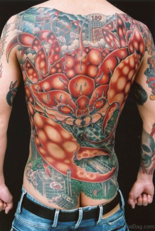 Crab Tattoo On Full Back