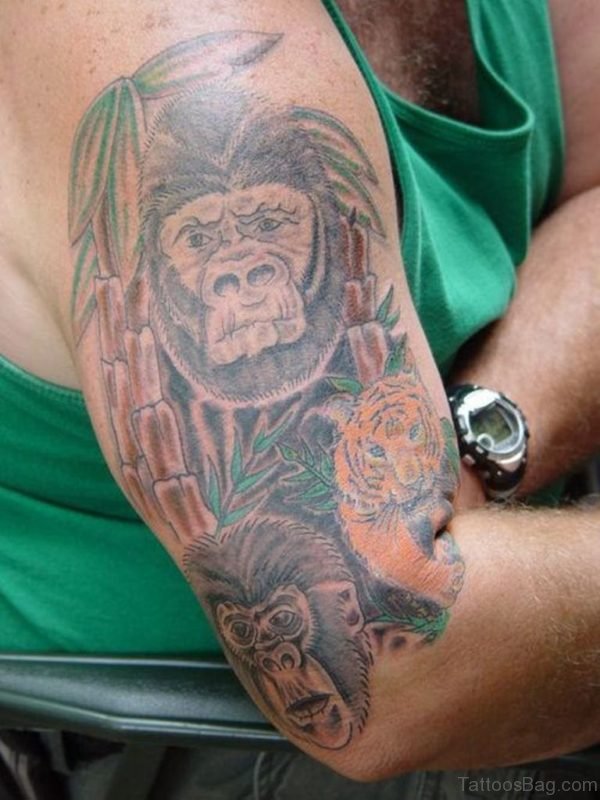 Crawling Monkey Shoulder Tattoo