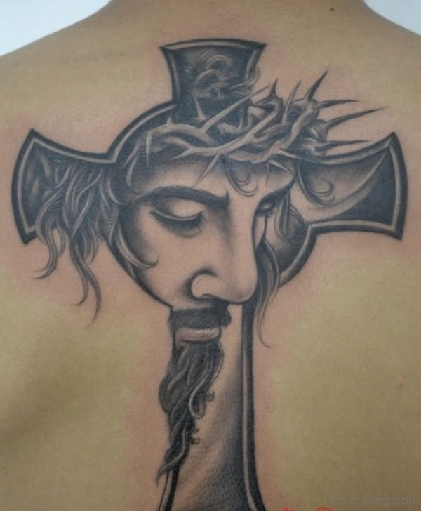 Cross And jesus Face Tattoo