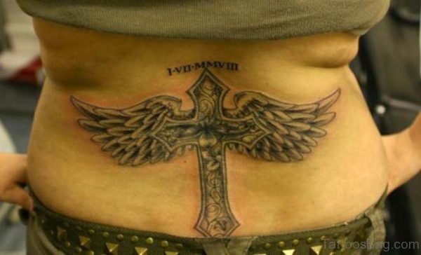 Cross Tattoo  On Lower Back