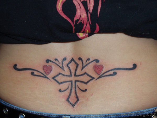 Cross Tattoo On Lower Back