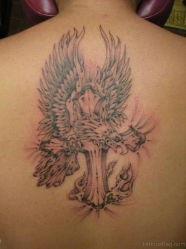 Cool Cross Wings Tattoo