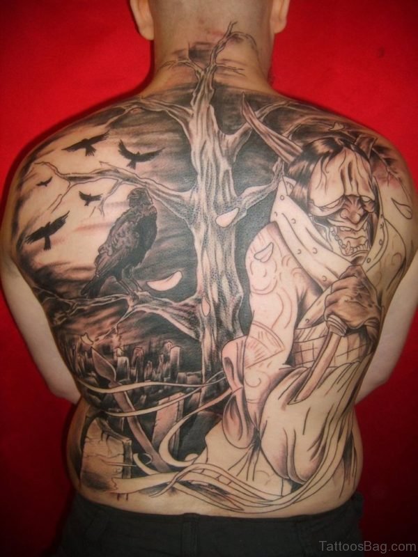 Crow And Tree Tattoo