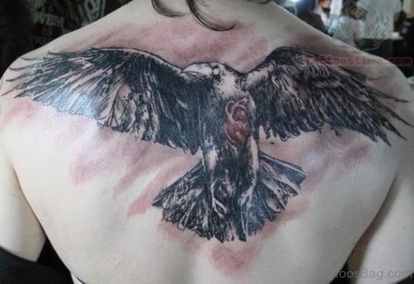 Crow Tattoo Design On Back