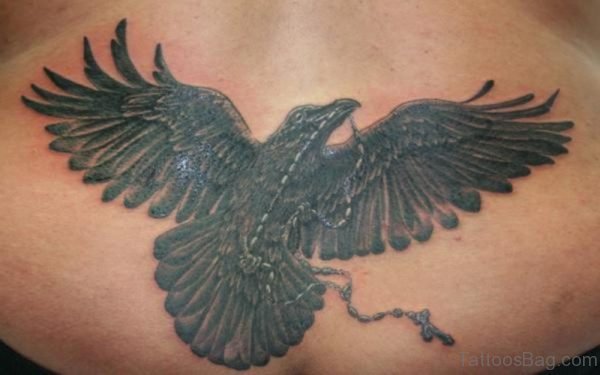 Crow With Rosary Tattoo