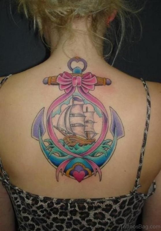 Cute Colored Ship Tattoo