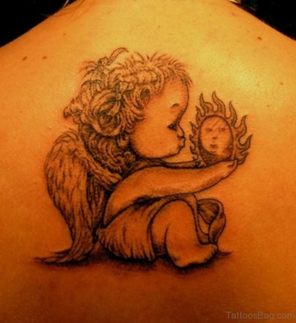 Cute Memorial Angel Tattoo