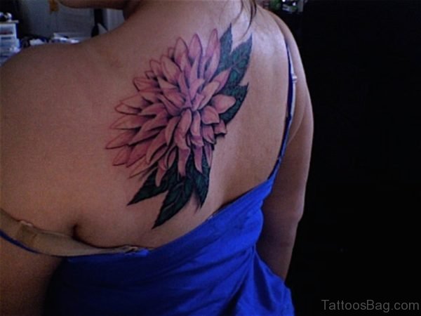 Dahlia Flower Tattoo Upper Back