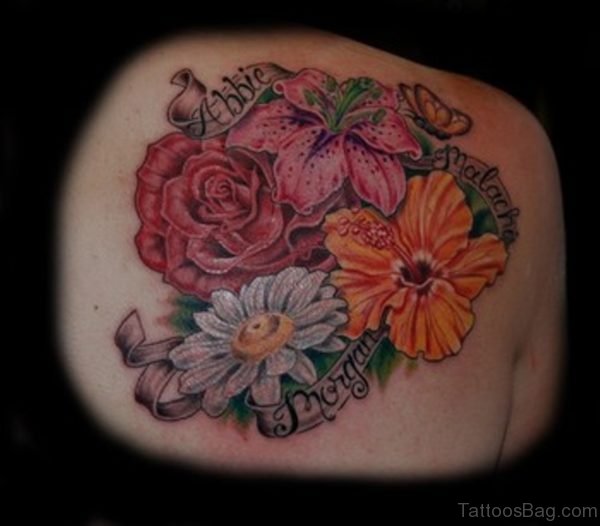 Daisy Flowers Tattoo  Design On Back