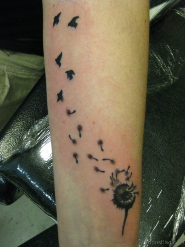 Dandelion And Birds Wrist Tattoo