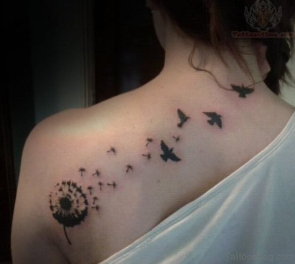 Dandelion Puff And Flying Birds Tattoo