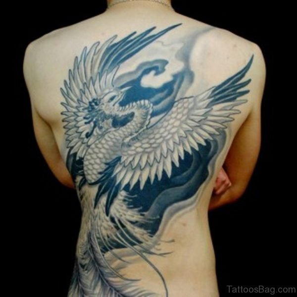 Dark Grey Phoenix Tattoo
