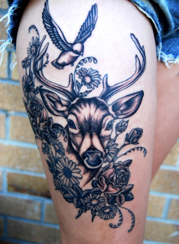 Deer And Owl Tattoo