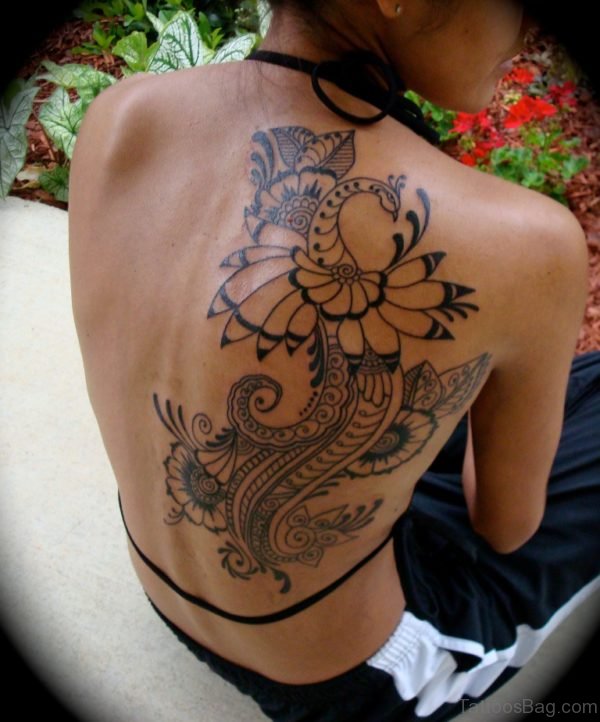 Designer Tattoo On Back Shoulder