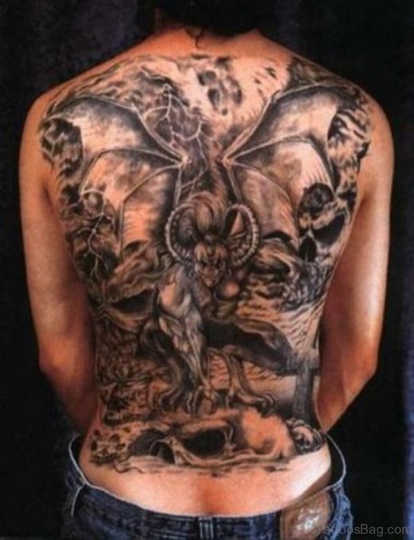 Devil Tattoo On Full Back