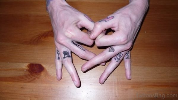 Diamond Tattoo On Inside Finger
