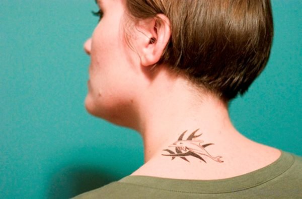 Dolphin Neck Tattoo For Women
