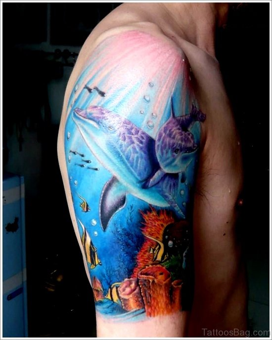 Dolphin Tattoo Design On Shoulder
