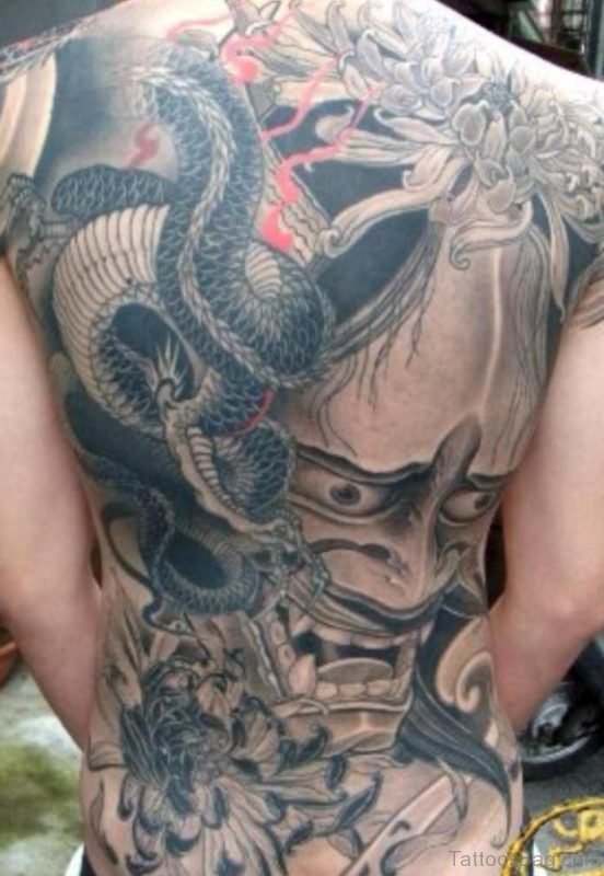 Dragon And Demon Tattoo On Full Back