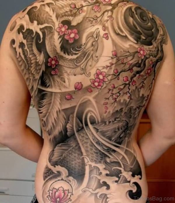 Dragon  And Flower Tattoo
