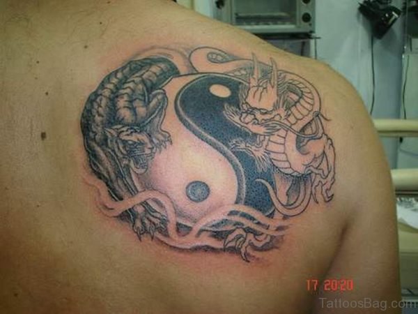 Dragon Yin Yang Shoulder Tattoo