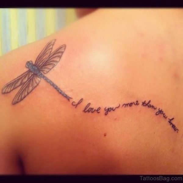 Dragonfly Tattoo On Left Back