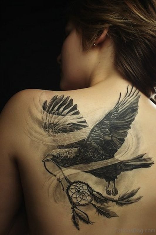 Dreamcatcher And Crow Tattoo
