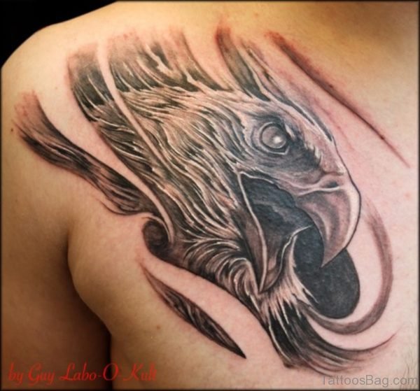 Eagle Head Tattoo On Chest