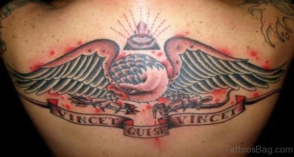 Eagle Wings And Simple Banner Tattoo